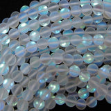Matte White Mystic Aura Quartz Round Beads Gemstone 15