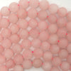 Matte Pink Rose Quartz Round Beads Gemstone 15