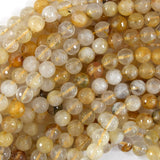 Natural Faceted Golden Healer Quartz Round Beads 15