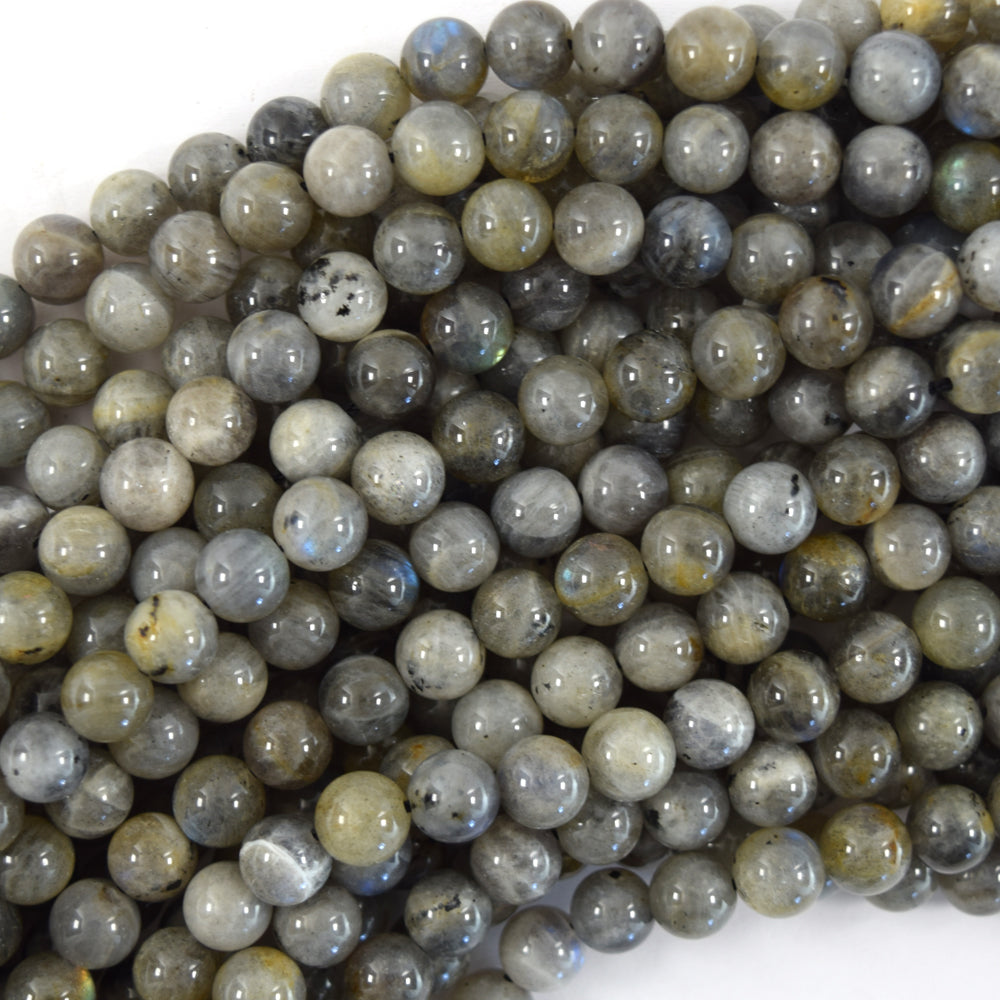 Natural Gray Labradorite Round Beads 15" Strand 4mm 6mm 8mm 10mm S1