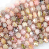 8mm - 9mm natural faceted Peruvian pink opal rondelle beads 15.5
