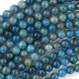 Natural Blue Apatite Round Beads Gemstone 15.5