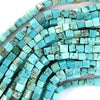 4mm blue turquoise cube beads 15.5