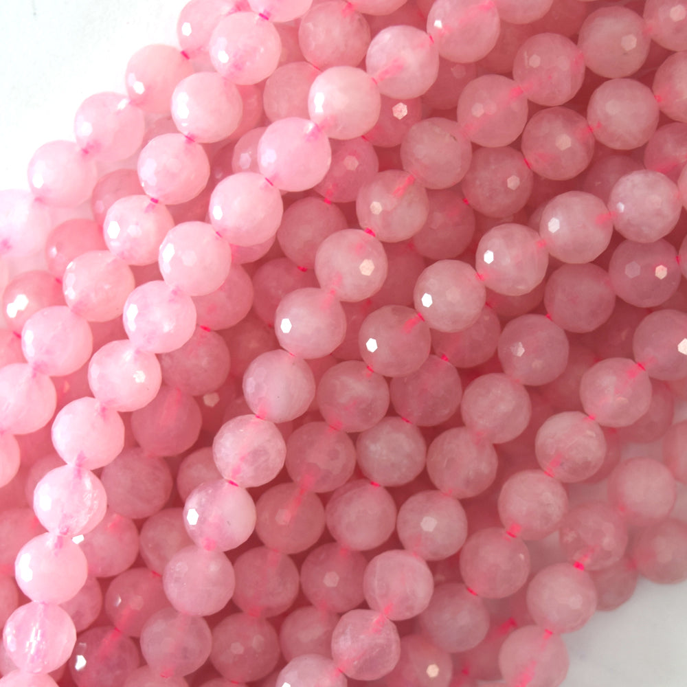 Natural Faceted Madagascar Pink Rose Quartz Round Beads 15.5" 3mm 4mm 6mm 8mm
