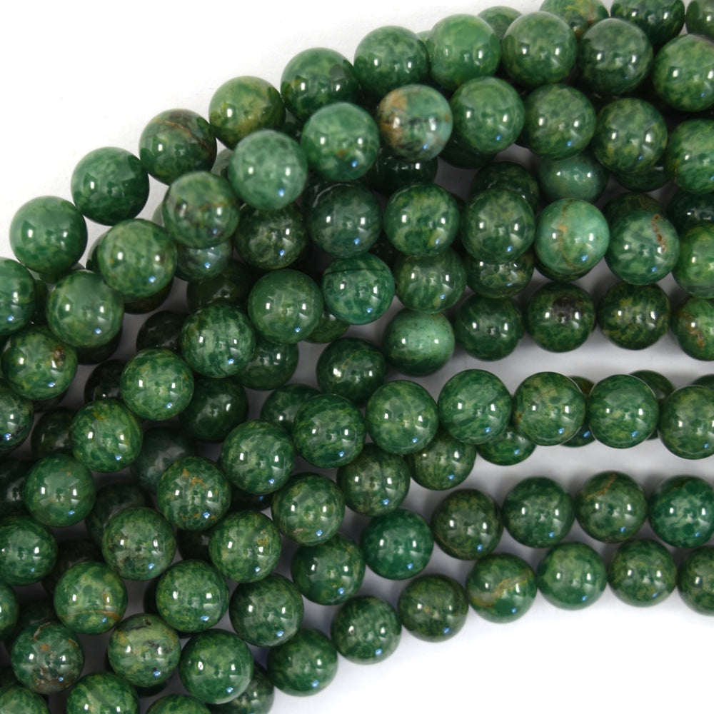 Natural Green African Jade Round Beads 15.5" Strand 4mm 6mm 8mm 10mm S2