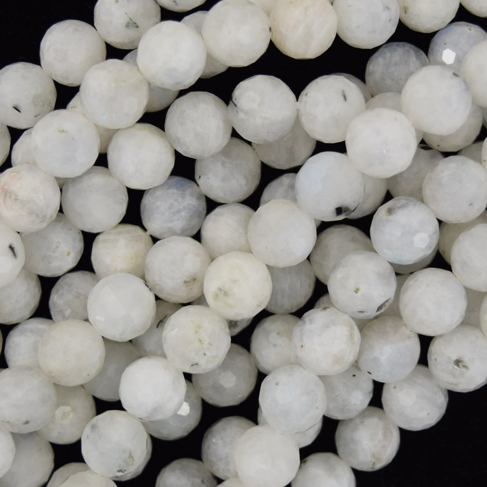 Natural Faceted White Moonstone Round Beads 15.5" S2 3mm 4mm 6mm 8mm 10mm 12mm