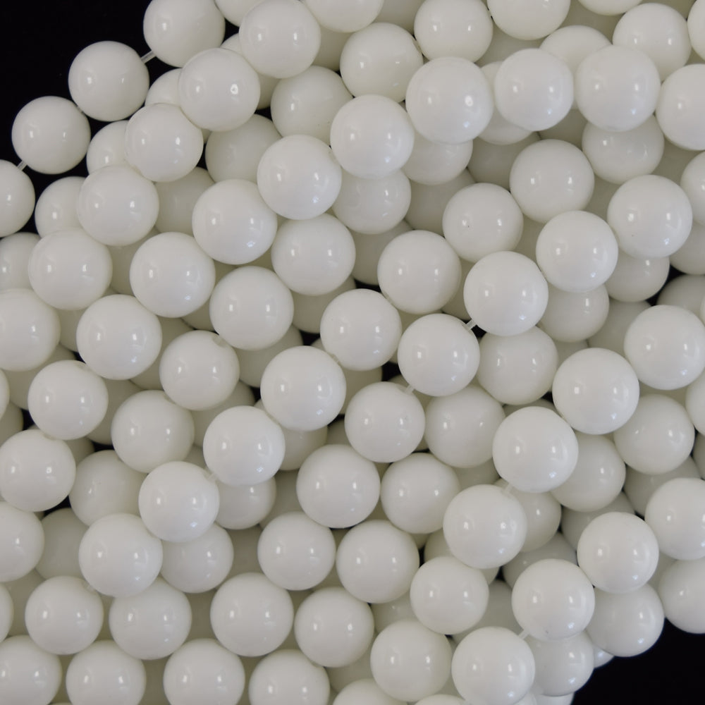 White Jade Round Beads Gemstone 15" Strand 4mm 6mm 8mm 10mm 12mm