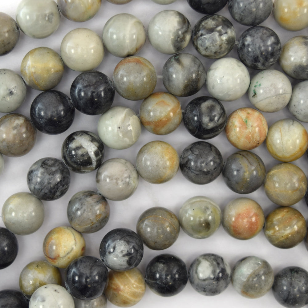 Natural Gray Picasso Jasper Round Beads 15" Strand 4mm 6mm 8mm 10mm 12mm
