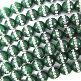8mm faceted emerald green jade round beads inlaid with rhinestone 15