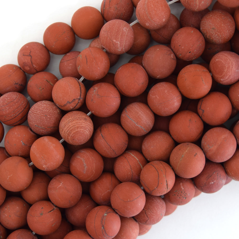 Natural Matte Red Jasper Round Beads Gemstone 15" Strand 4mm 6mm 8mm 10mm