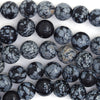 Natural Black Snowflake Obsidian Round Beads 15