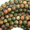 Natural Green Unakite Jasper Round Beads 15
