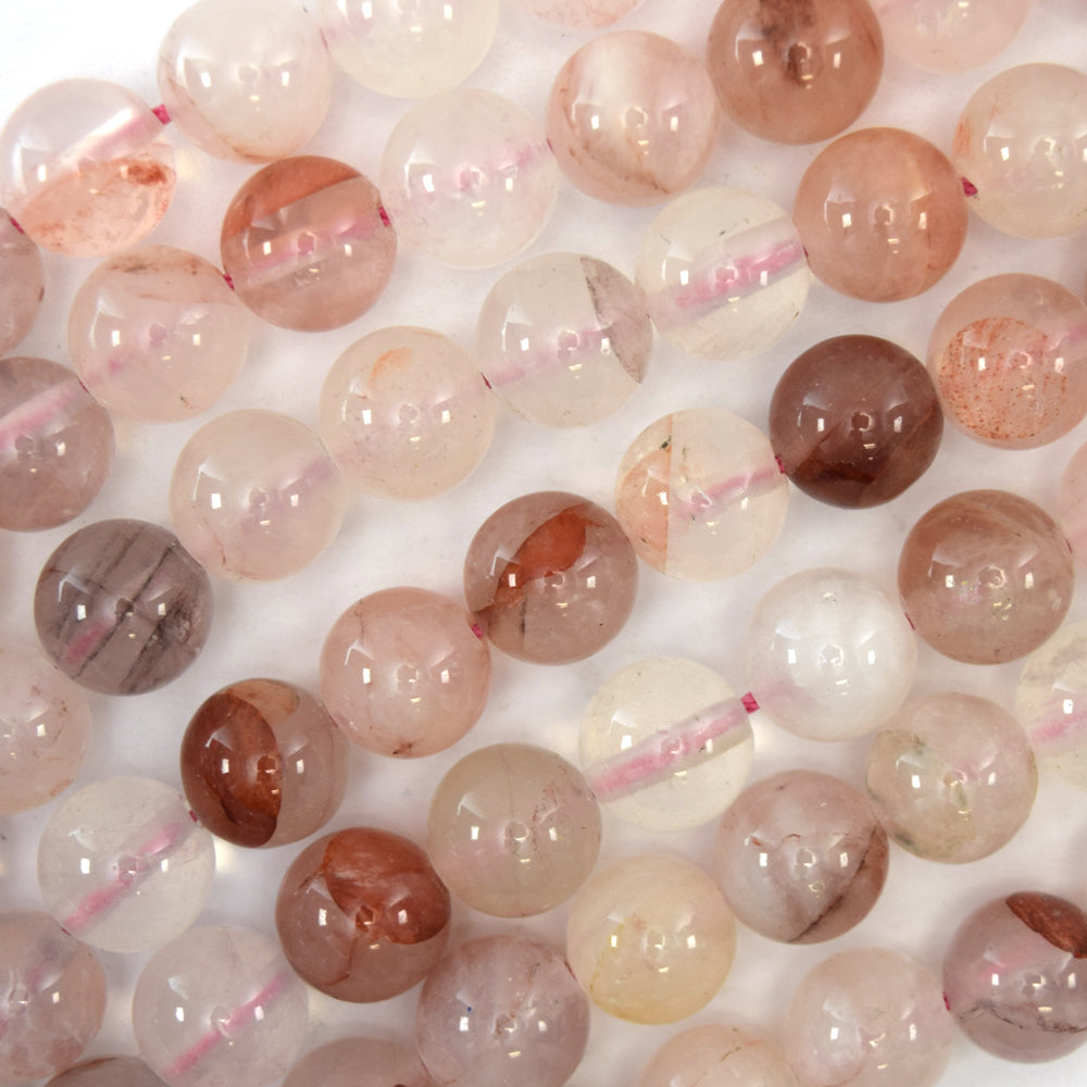 Natural Pink Red Hematoid Quartz Round Beads 15" Strand 6mm 8mm 10mm 12mm