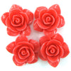 26mm synthetic coral carved rose flower beads 15.5