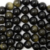 Natural Black Gold Obsidian Round Beads 15.5