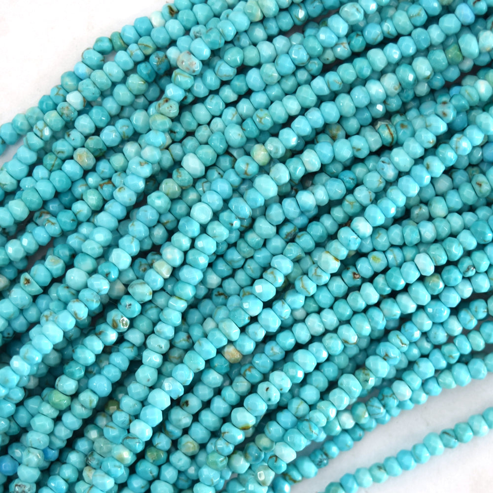 Faceted Blue Turquoise Rondelle Button Beads 15.5 3mm 4mm 6mm 8mm 10m –  Eagle Beadz