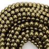 Pyrite Colored Hematite Round Beads Gemstone 15.5