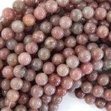 Natural Plum Purple Jade Round Beads Gemstone 15