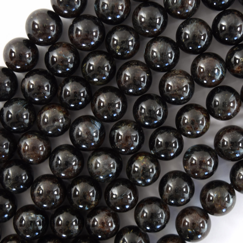AA Natural Black Blue Arfvedsonite Round Beads 15.5" Strand 6mm 8mm 10mm 12mm