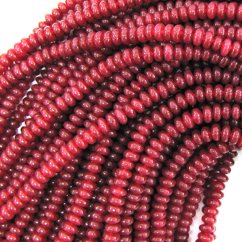 14mm faceted ruby red jade rondelle beads 14" strand