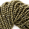 Faceted Pyrite Colored Hematite Round Beads 15.5