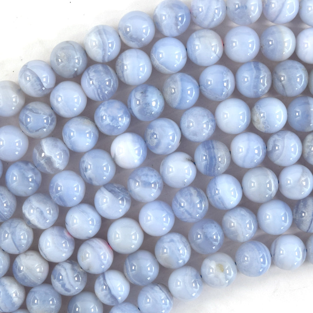 Natural Blue Lace Agate Round Beads Gemstone 15.5" Strand 4mm 6mm 8mm 10mm 12mm