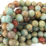 Natural Brown Blue Snake Skin Jasper Round Beads 15.5