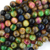 Rainbow Multicolor Tiger Eye Round Beads 15