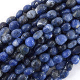 8mm - 10mm natural blue sodalite pebble nugget beads 15.5