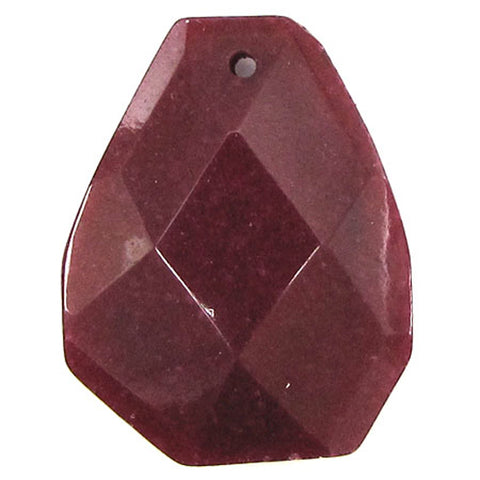 2 pieces 40mm faceted ruby red jade flat teardrop bead pendant
