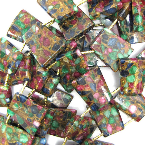 18mm ruby zoisite pressed jade flat oval 15.5" strand