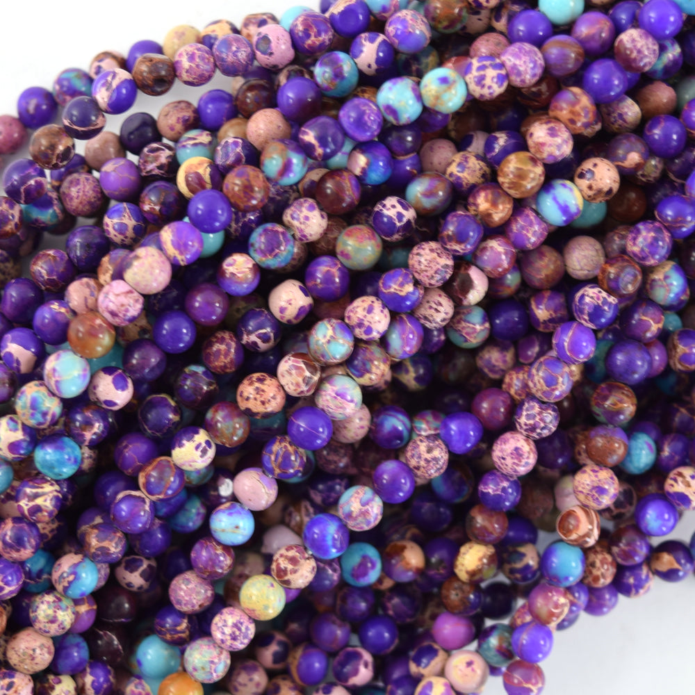 Galaxy Purple Blue Sea Sediment Jasper Round Beads 15.5" 4mm 6mm 8mm 10mm S1