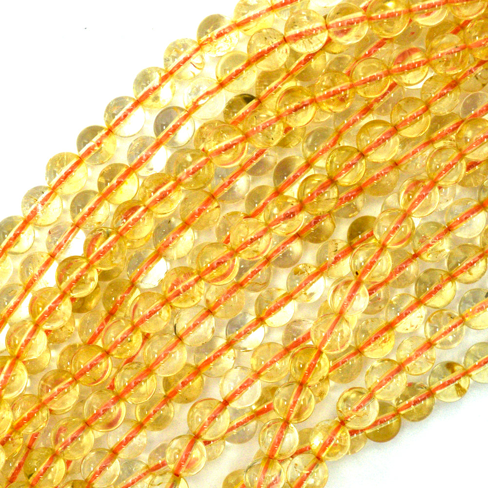 Natural Yellow Citrine Round Beads Gemstone 15" Strand 4mm 6mm 8mm 10mm S4