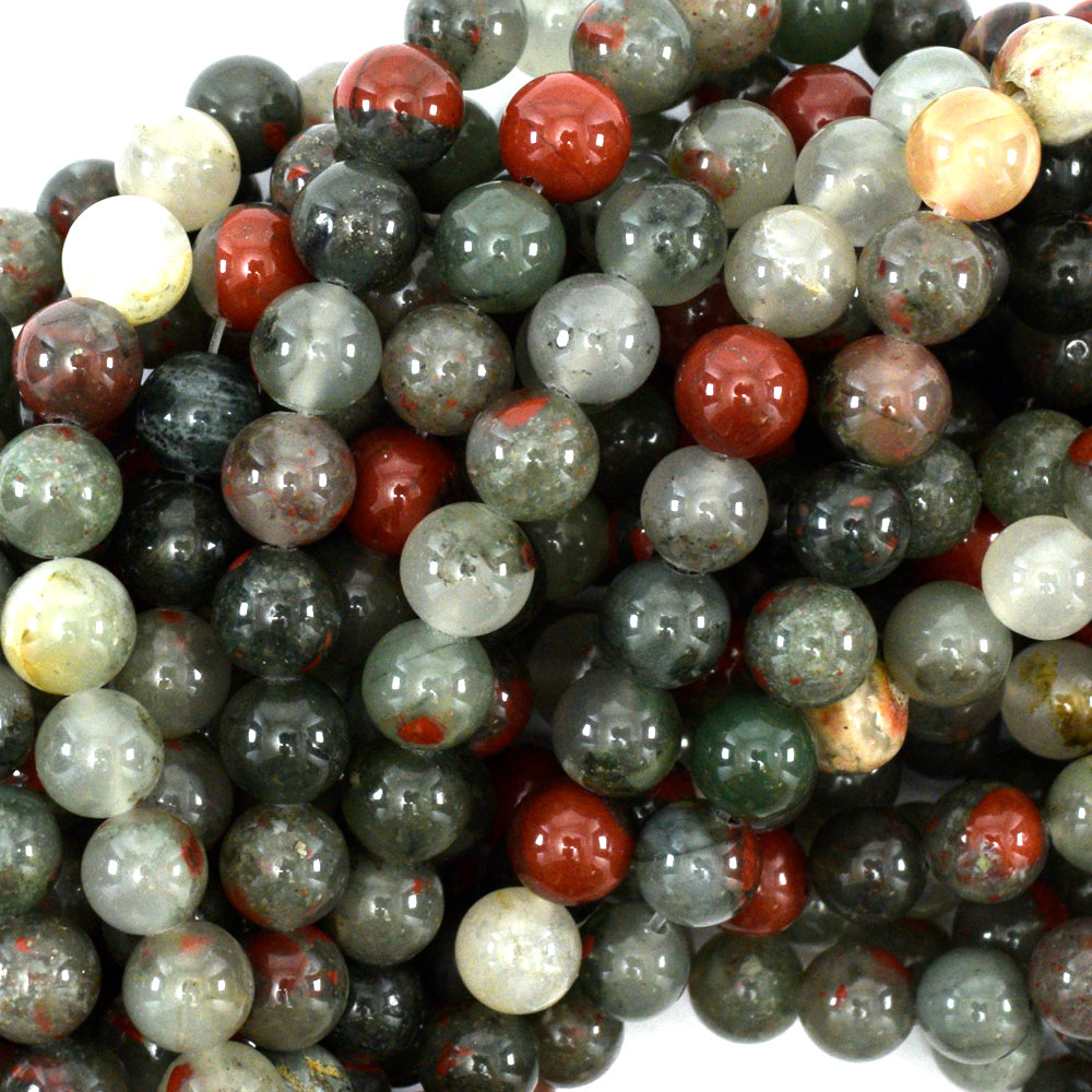 Natural African Blood Agate Round Beads 15" Strand 4mm 6mm 8mm 10mm 12mm