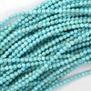 Cream Blue Turquoise Round Beads Gemstone 15.5