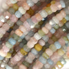7mm - 8mm faceted multicolor morganite rondelle beads 16