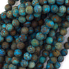 Matte Brown Blue Turquoise Round Beads 15.5