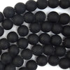 Matte Black Onyx Round Beads Gemstone 15