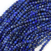 Natural Faceted Blue Lapis Lazuli Round Beads Gemstone 15