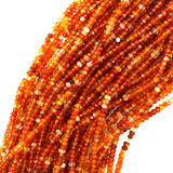 3mm faceted natural carnelian rondelle beads 15