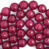 Faceted Ruby Red Jade Round Beads Gemstone 15