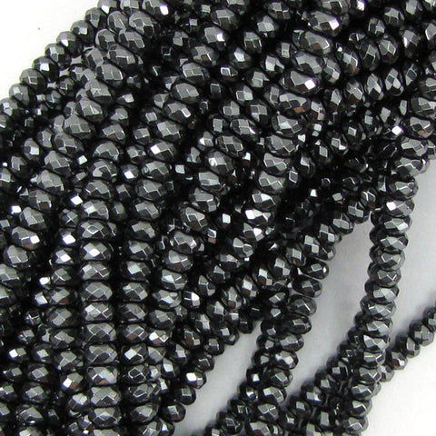 6mm hematite daisy beads 16" strand