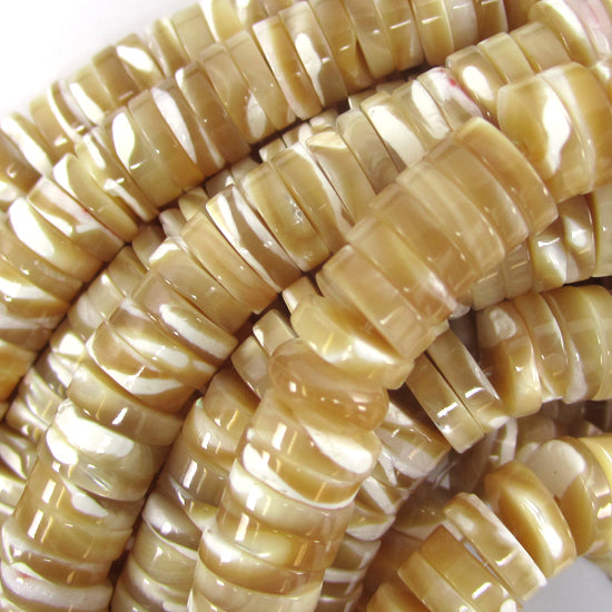 Natural Mother Of Pearl MOP Heishi Disc Beads Gemstone 15.5" Strand 4mm 6mm 8mm