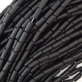 8mm matte black onyx tube beads 15