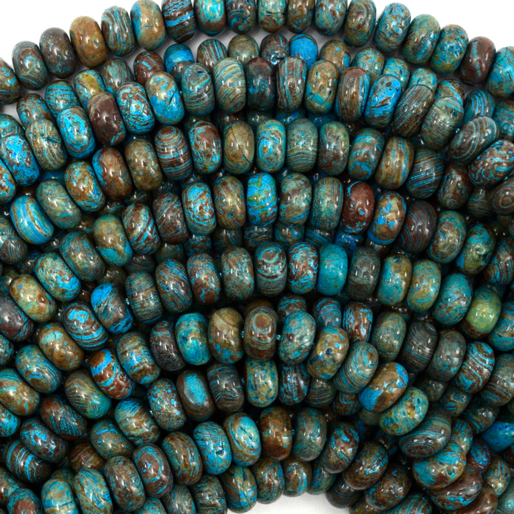 Brown Blue Turquoise Rondelle Buttons Beads Gemstone 15.5" Strand 6mm 8mm 10mm