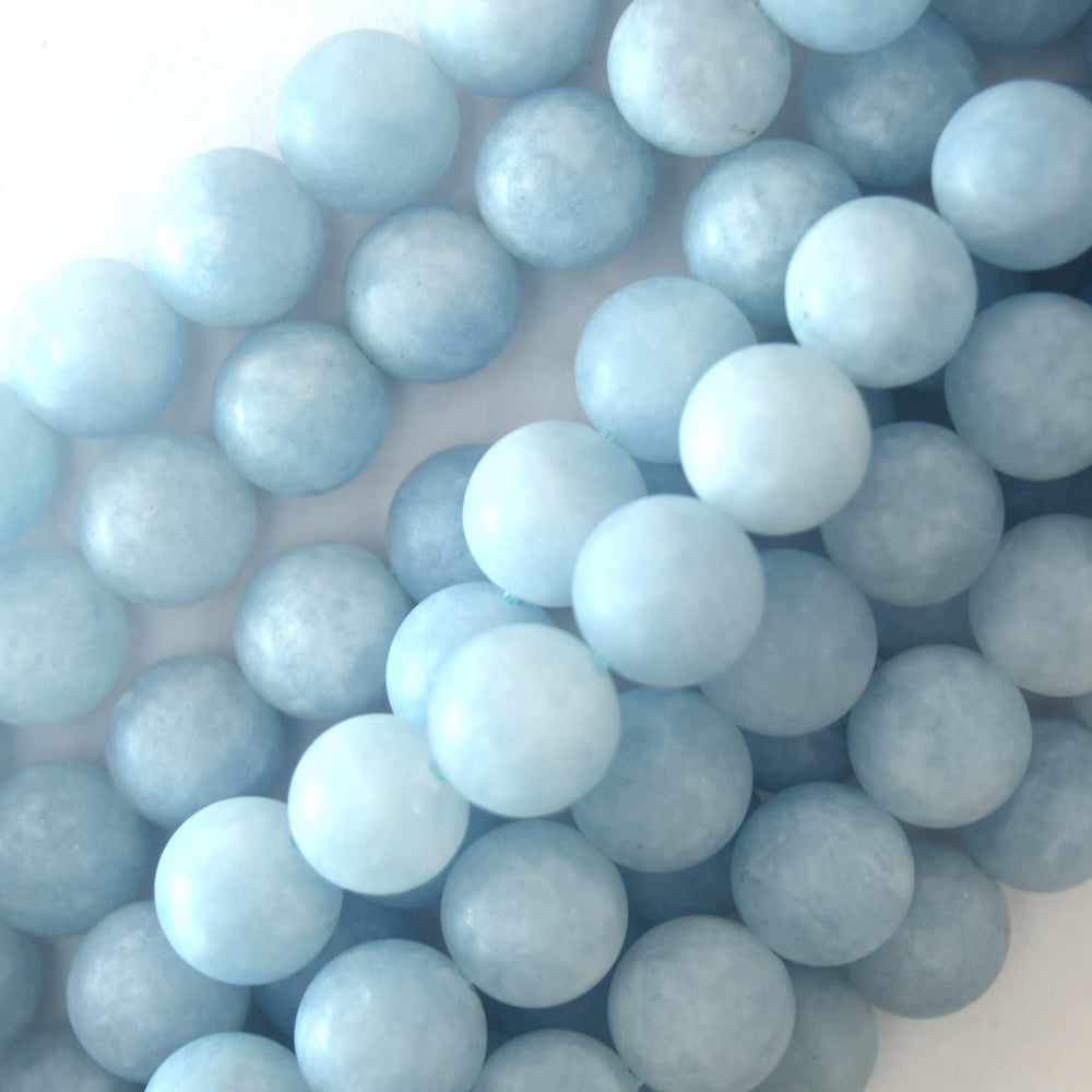 Matte Light Blue Aquamarine Quartz Round Beads 15" Strand 6mm 8mm 10mm
