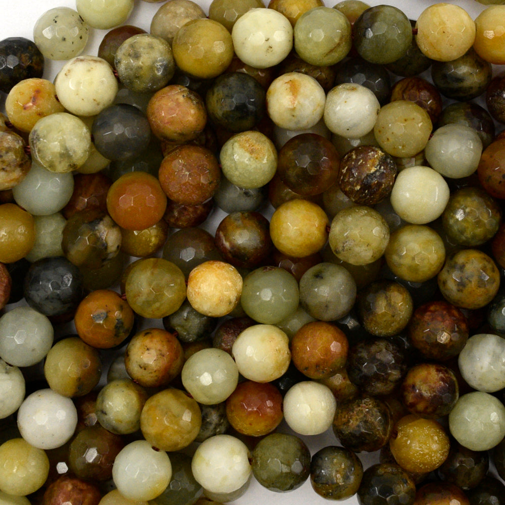 Faceted Flower Jade Round Beads Gemstone 15.5" Strand 4mm 6mm 8mm 10mm 12mm