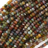 3mm faceted indian agate rondelle beads 15
