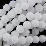 12mm matte white crack crystal round beads 15.5