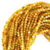 Natural Faceted Yellow Jade Round Beads 15